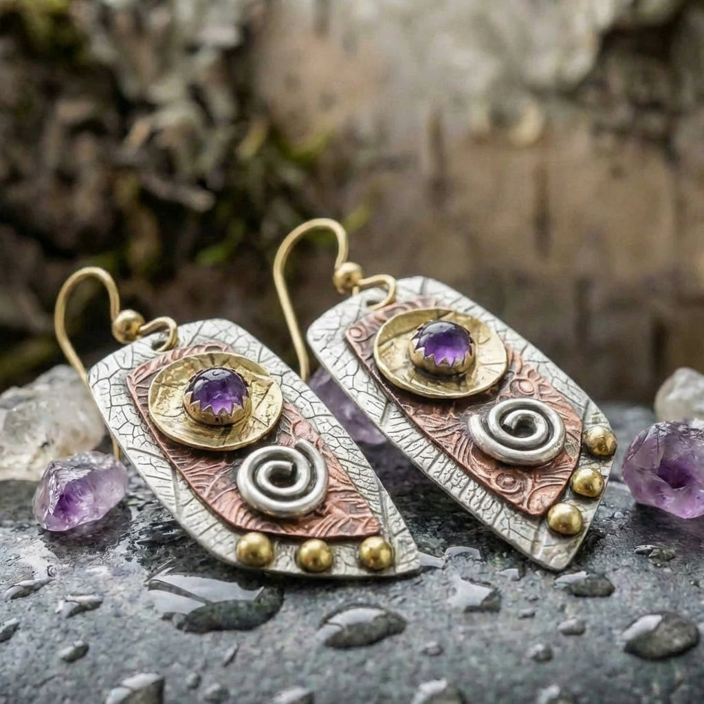 Bohemian Amethyst Drop Earrings