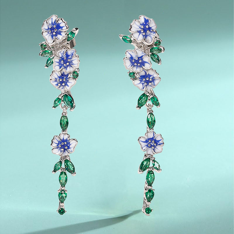 Botanical Blue Flower Earrings