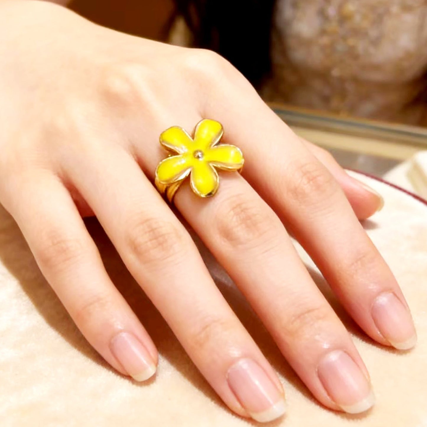 Cheerful Yellow Flower Ring