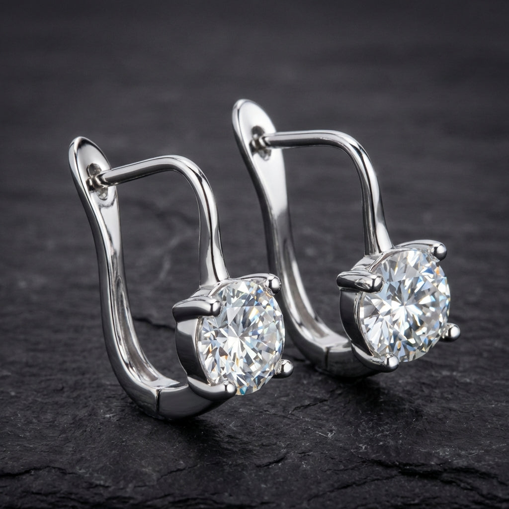 Classic Crystal Hoop Silver Earrings