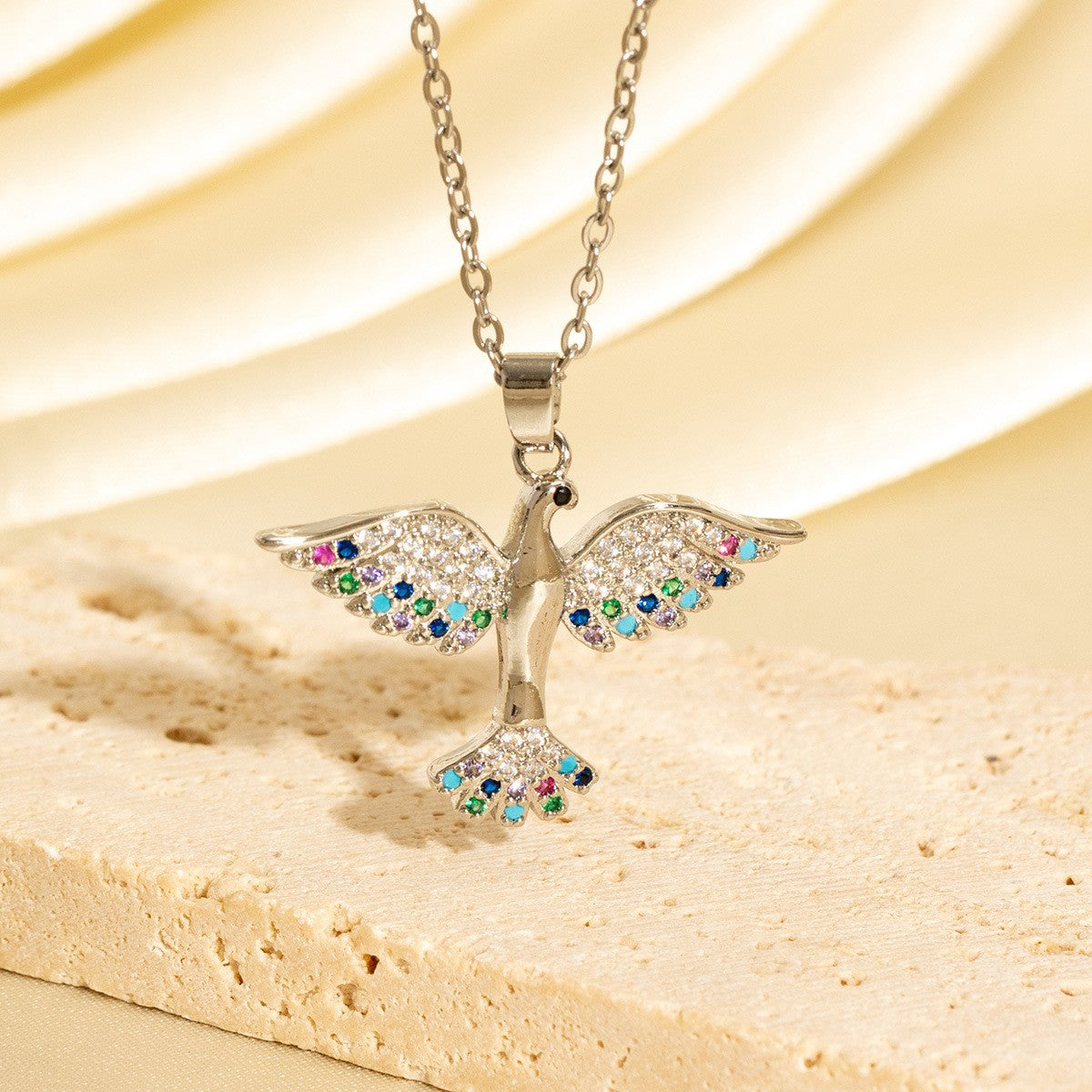Colorful Crystal Bird Necklace