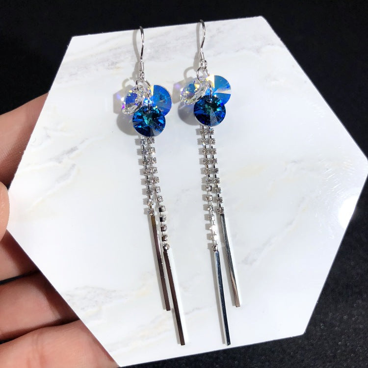 Elegant Blue Crystal Earrings
