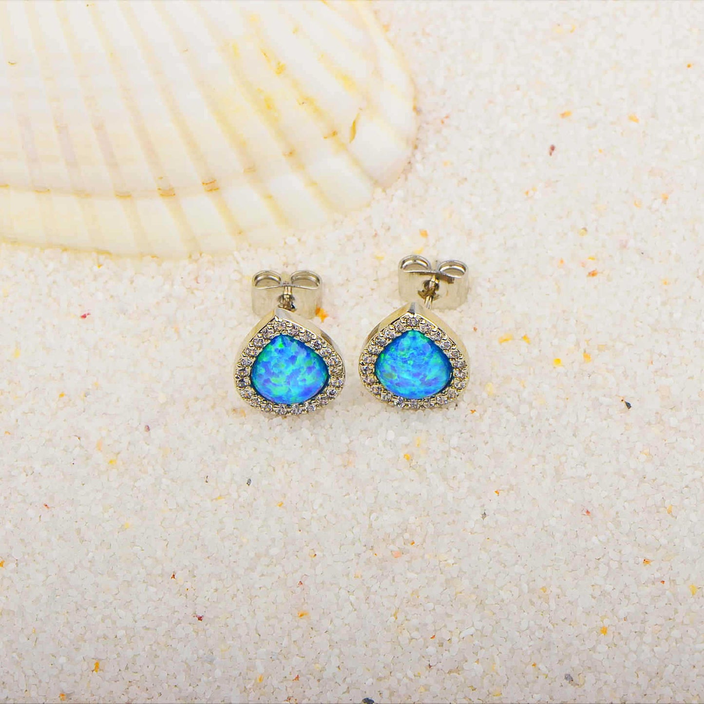 Elegant Blue Opal Earrings