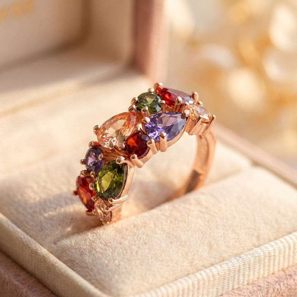 Elegant Colorful Zirconia Ring