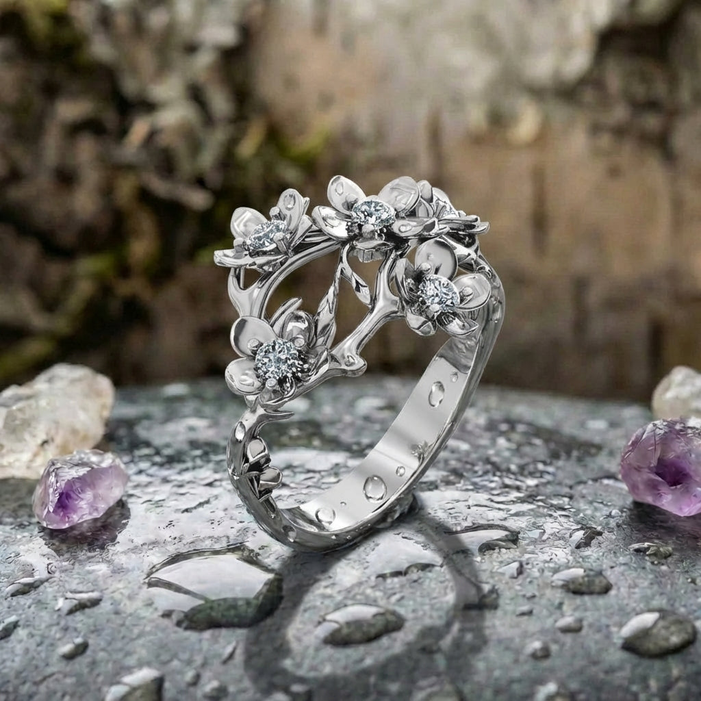 Elegant Flower Crystal Ring