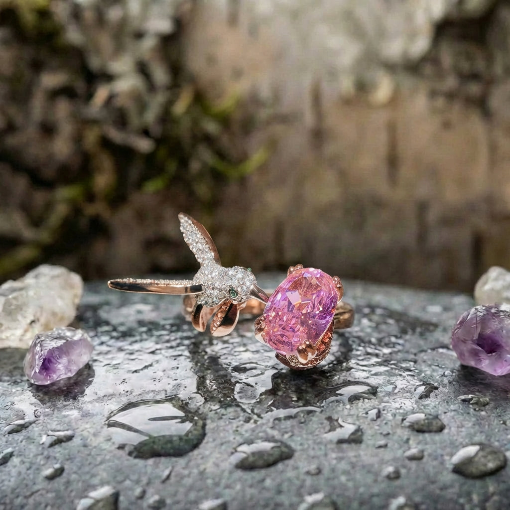 Elegant Hummingbird Pink Ring