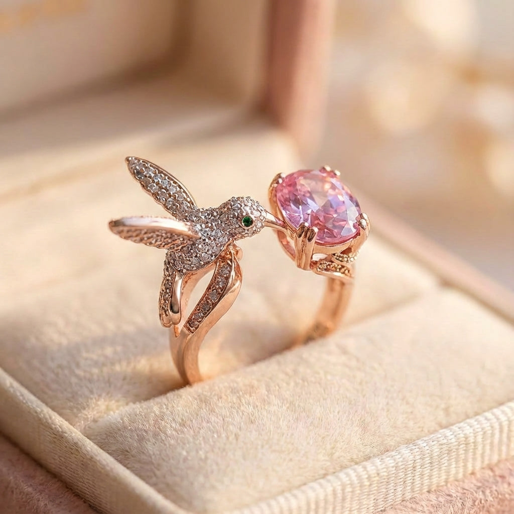 Elegant Hummingbird Pink Ring