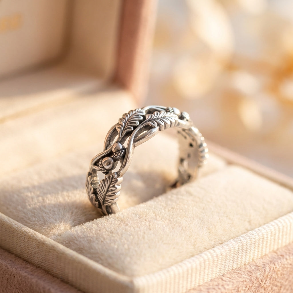 Elegant Leaf Twist Ring