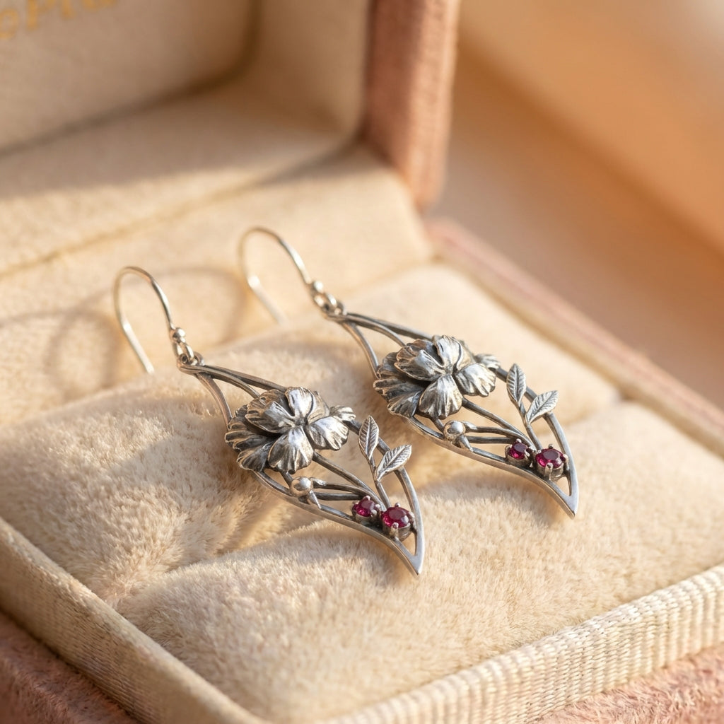 Vintage Flower Dangle Earrings
