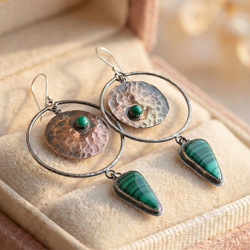 Vintage Green Stone Earrings
