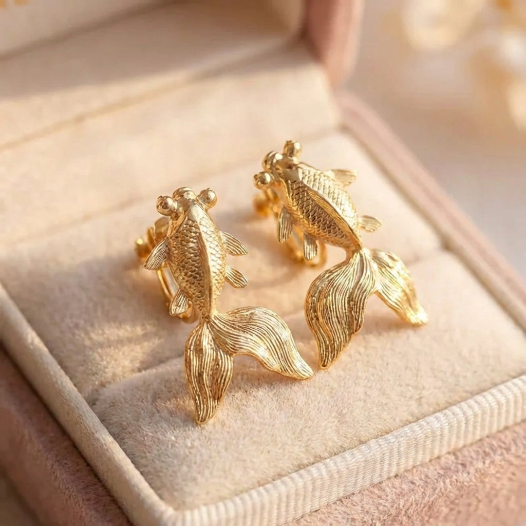 Vintage Gold Fish Earrings