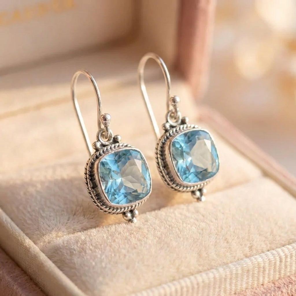 Elegant Blue Zirconia Earrings