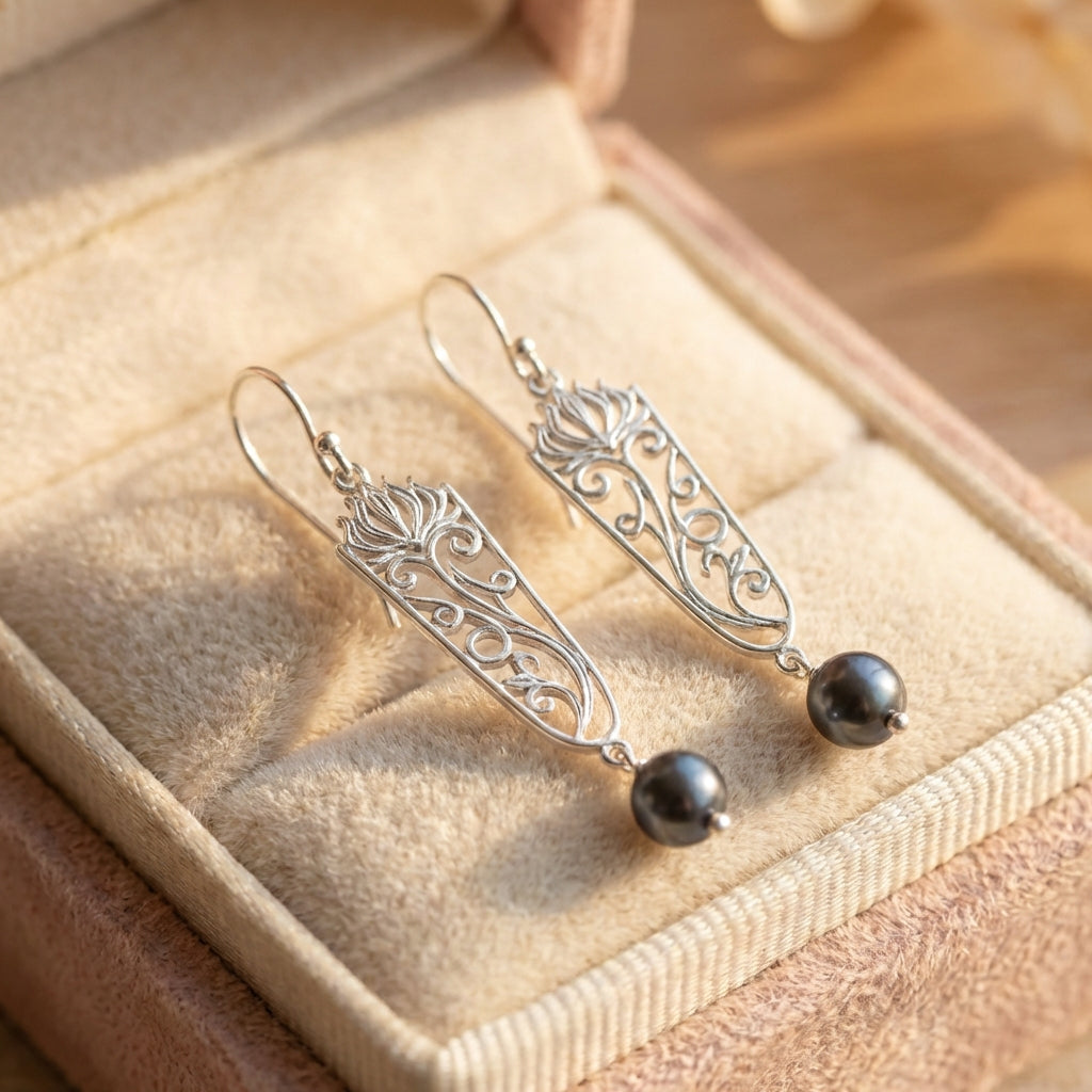 Elegant Silver Flower Earrings