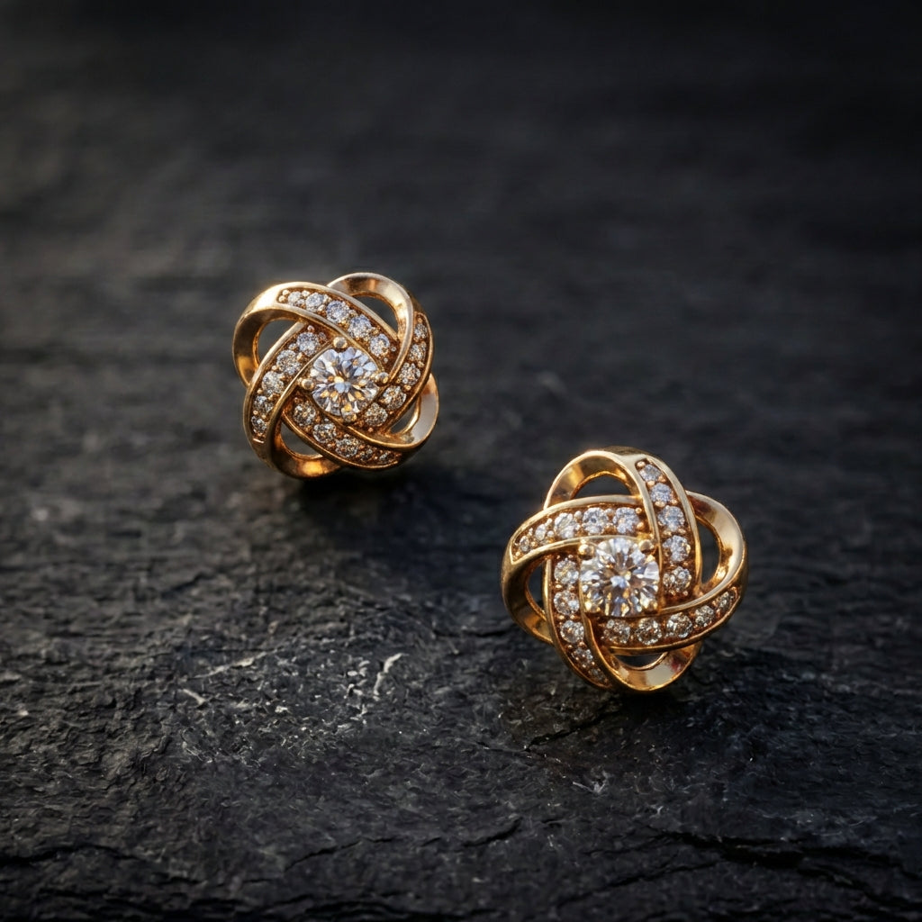 Zirconia Sphere Earrings In Gold