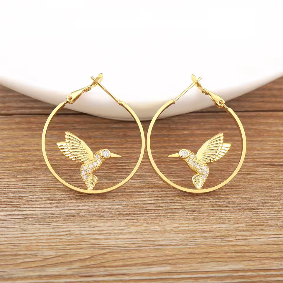 Gold Hummingbird Earrings