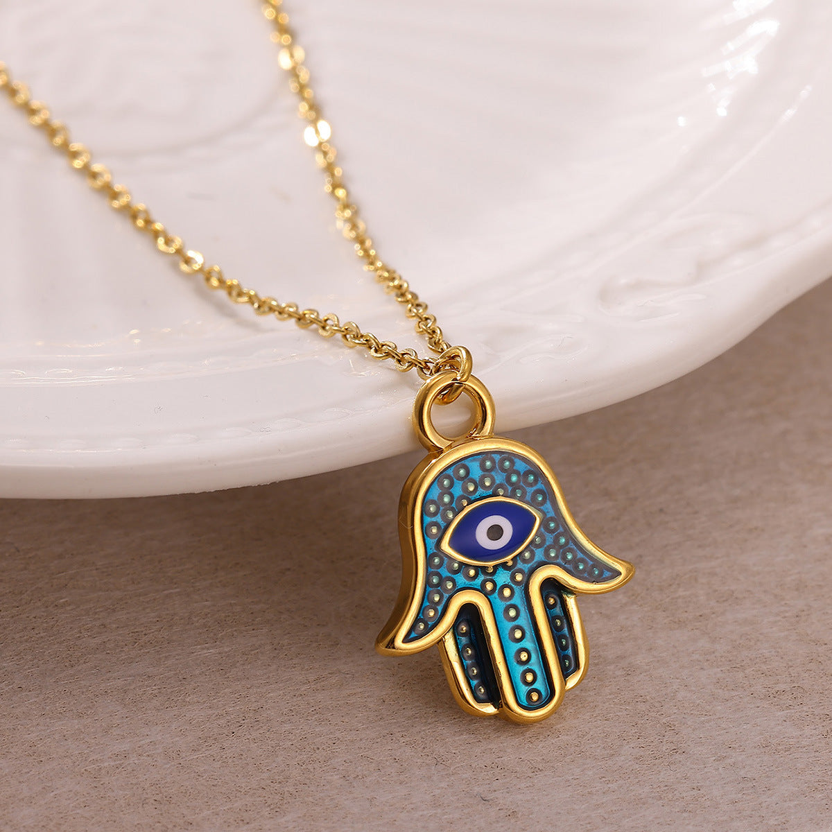Hamsa Evil Eye Necklace