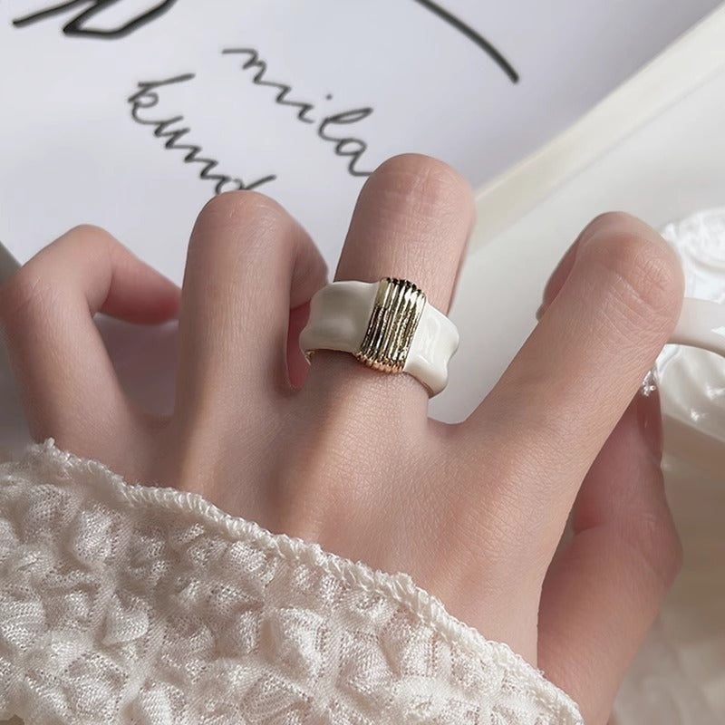 Modern White Ceramic Ring
