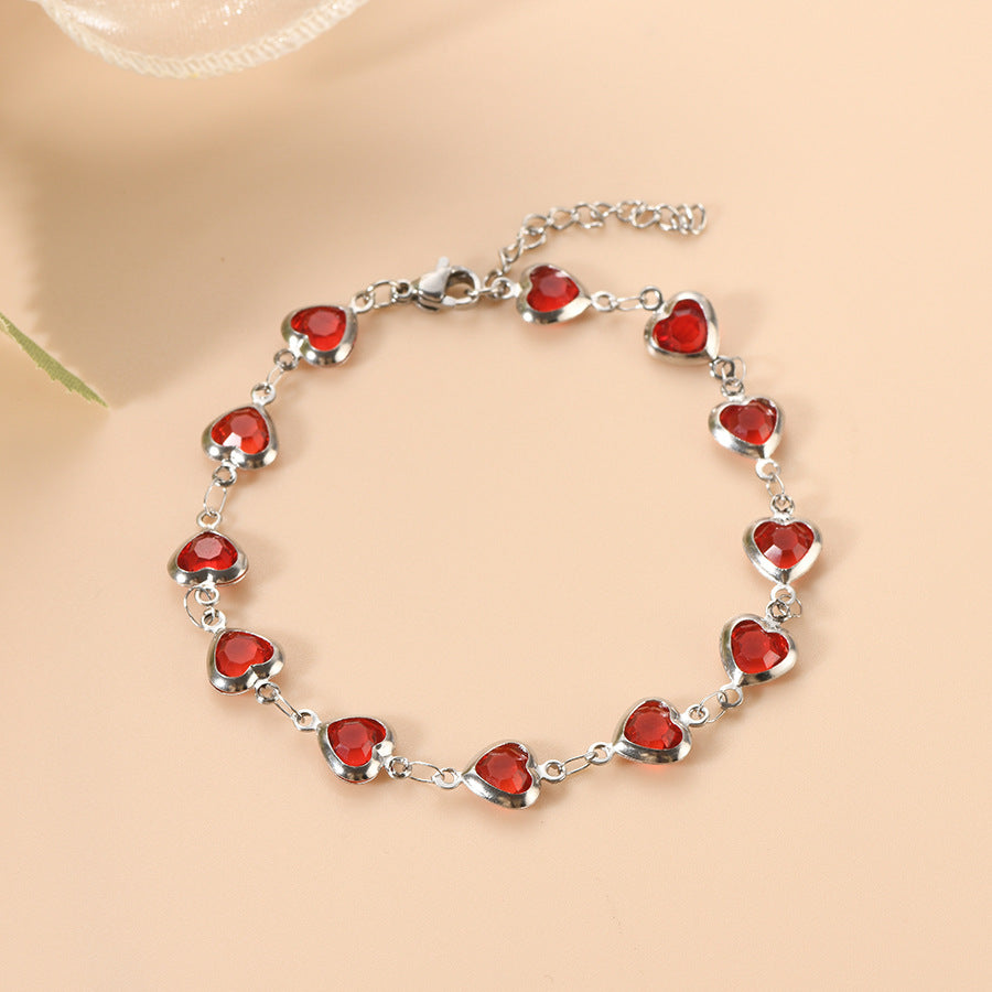 Ophelyra Garnetelle Bracelet - Elegant White Gold