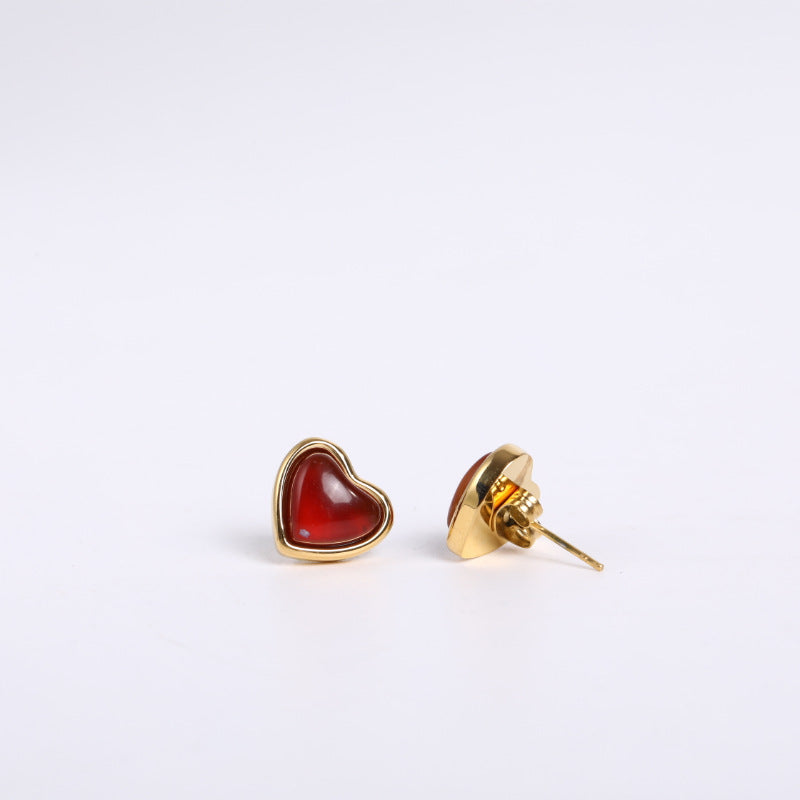 Red Heart Stud Earrings