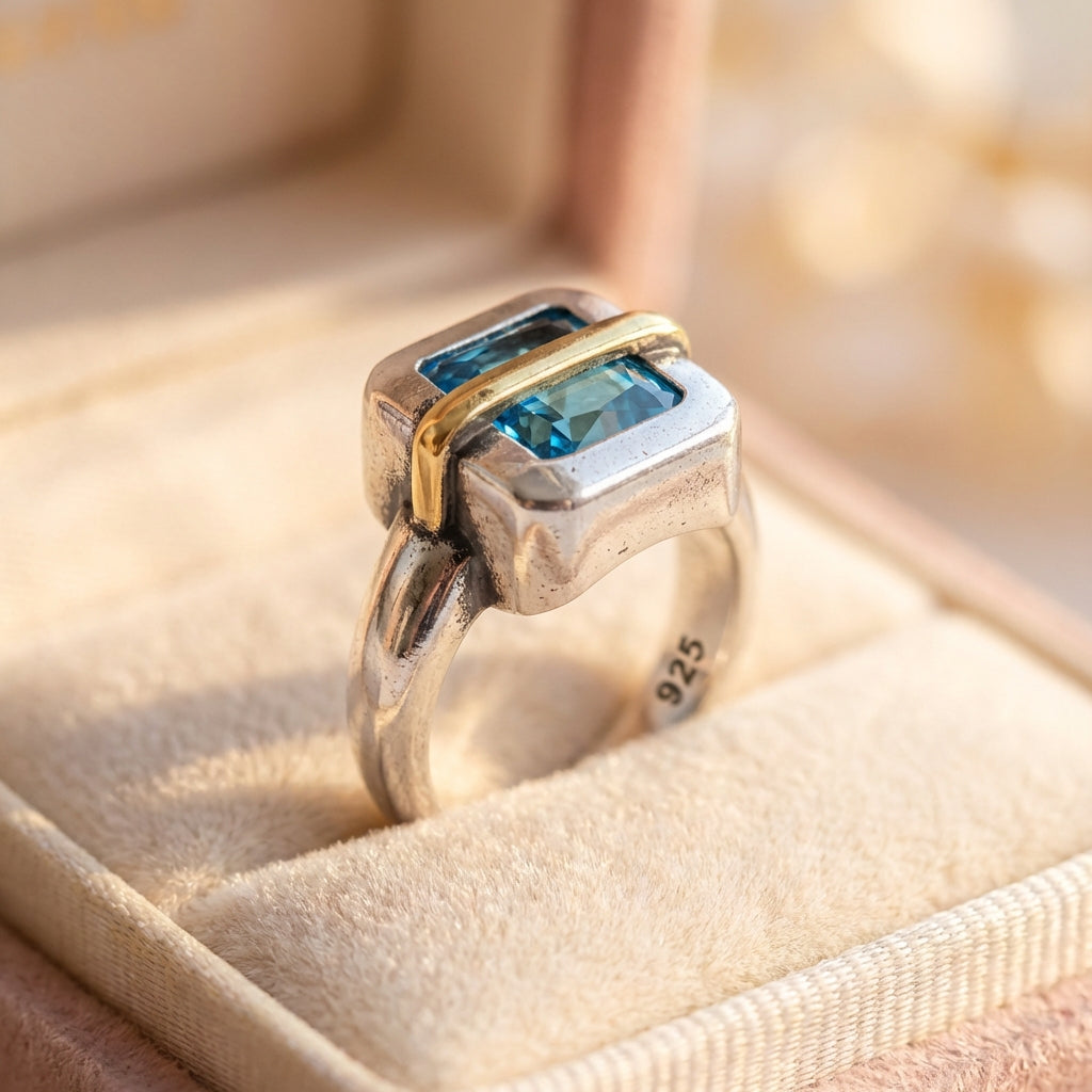 Vintage Blue Crystal Ring