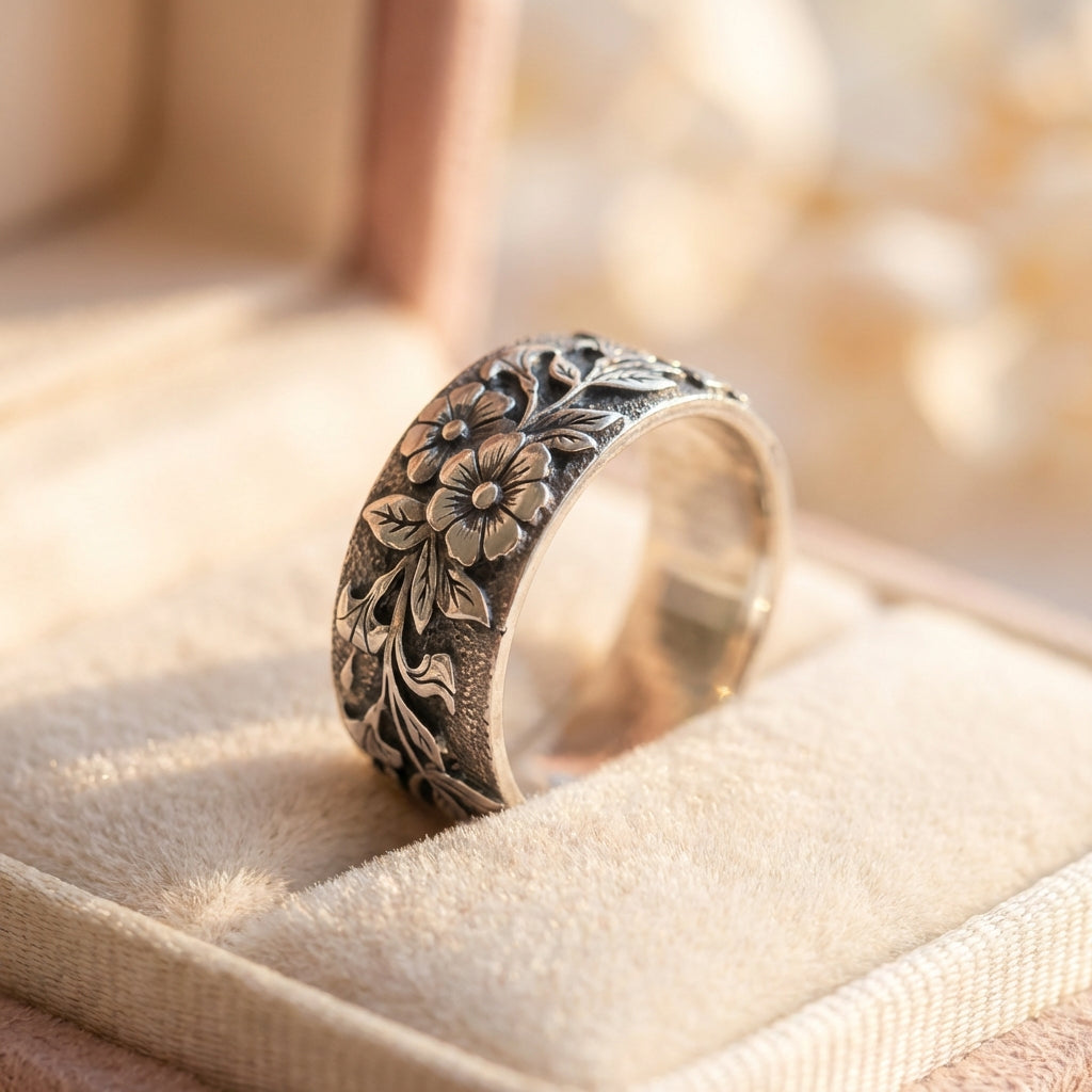 Vintage Floral Band Ring