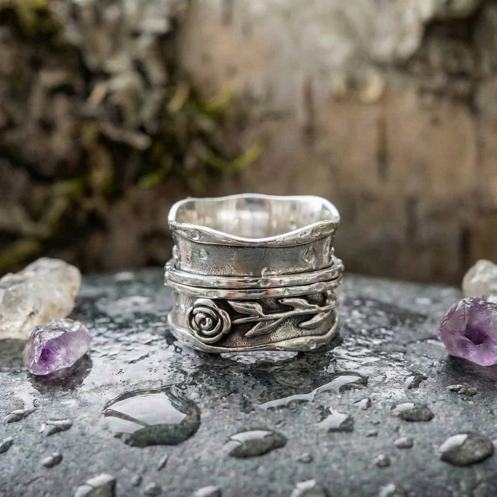 Vintage Rose Silver Ring