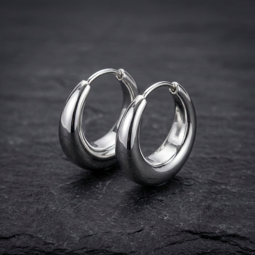 Vintage Silver & Curved Crescent Design Earrings