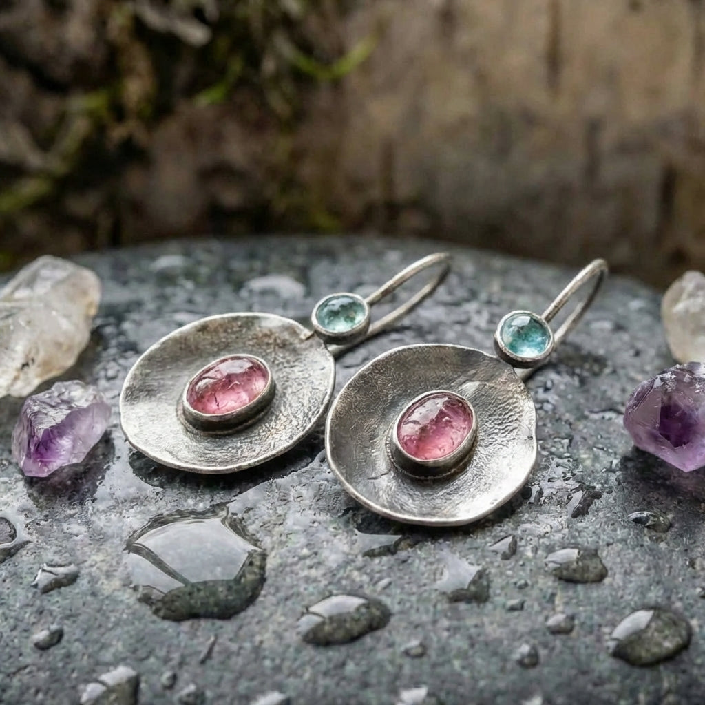 Vintage Silver Tourmaline Earrings