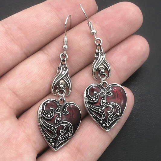 Red Heart Dangling Earrings