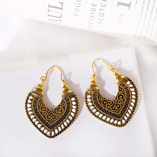 Gold Heart Mandala Earrings