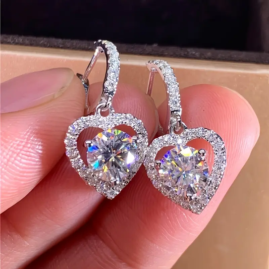 Silver Heart Bright Earrings