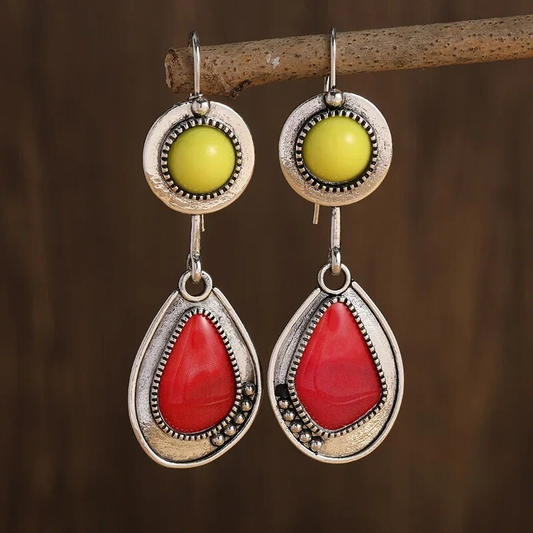 Red & Yellow Stone Earrings