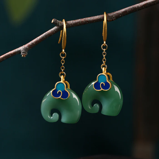 Green Elephant Earrings