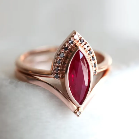 Golden Red Crystal Ring