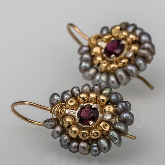 Golden & Grey Stones Earrings