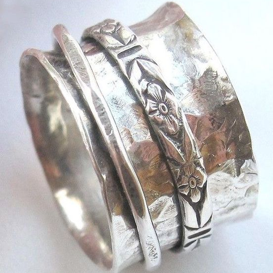 Silver Flower Layer Ring