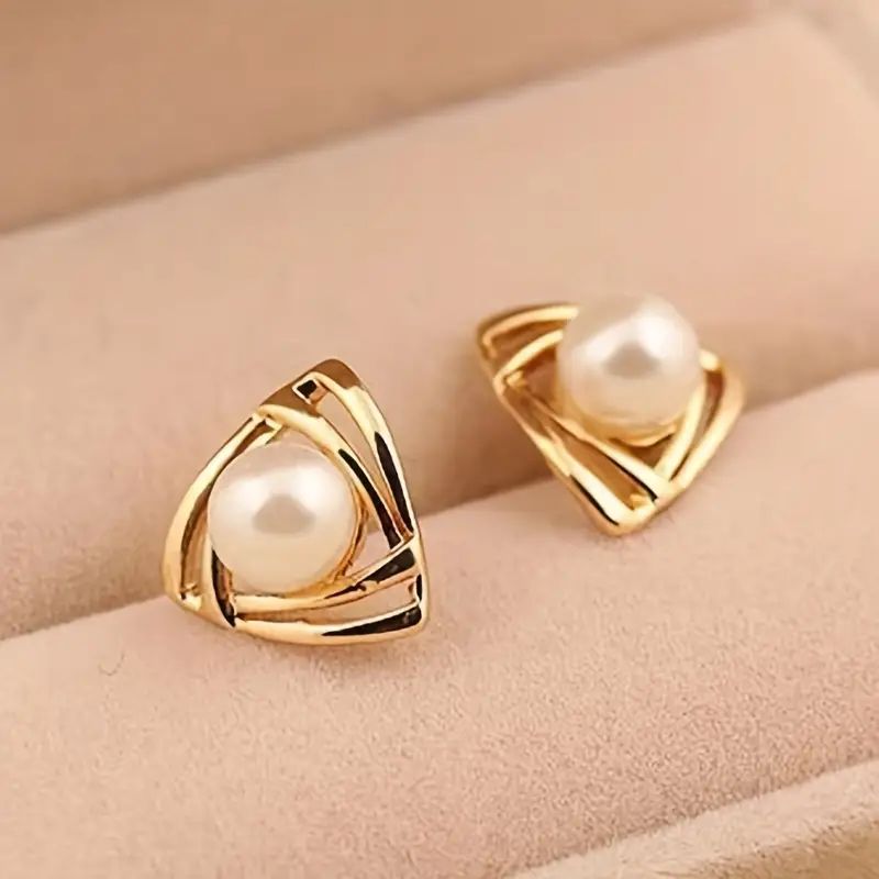 Elegant Pearl And Gold Earrings