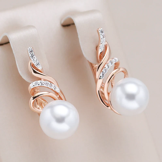 Bright Spiral Pearl Earrings