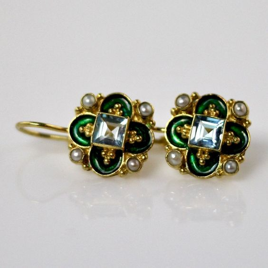 Green Pearl Earrings