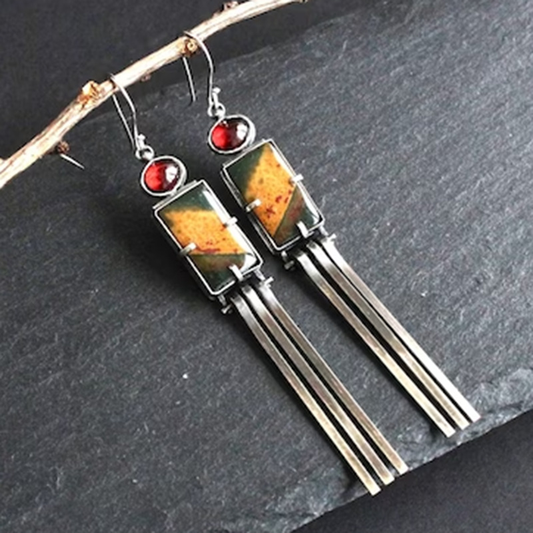 Dangling Red Stone Earrings