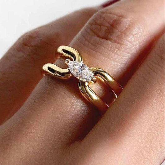 Golden Knotted Zirconia Ring