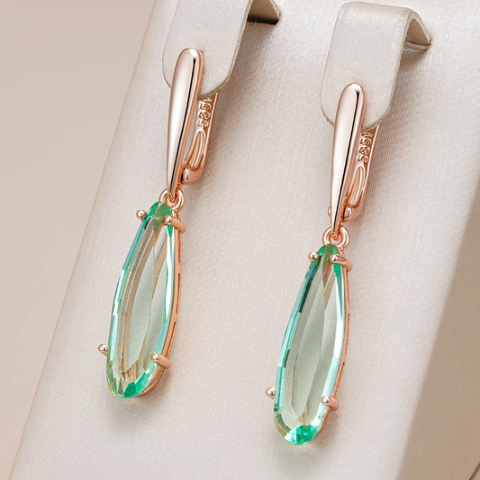 Green Dangling Glass Earrings