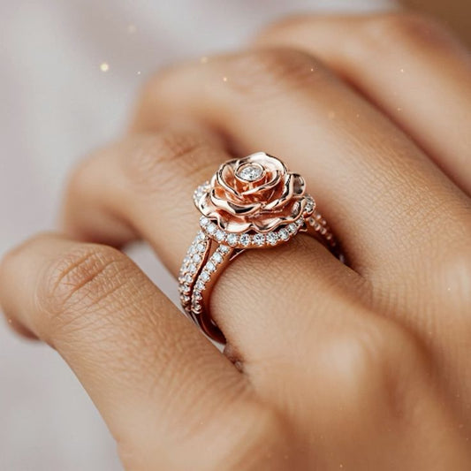 Rose Bloom Halo Ring