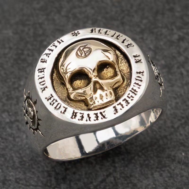 Elegant Golden Skull Statement Ring