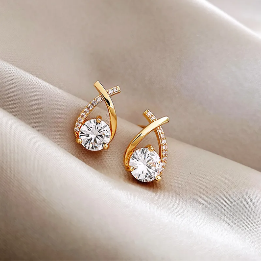 Bright Cross Zirconia Earrings