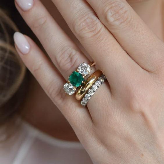 Green Crystal Ring Set