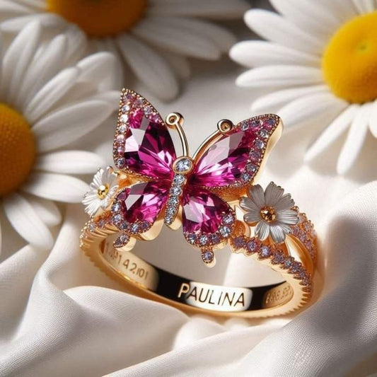 Butterfly Bloom Crystal Ring