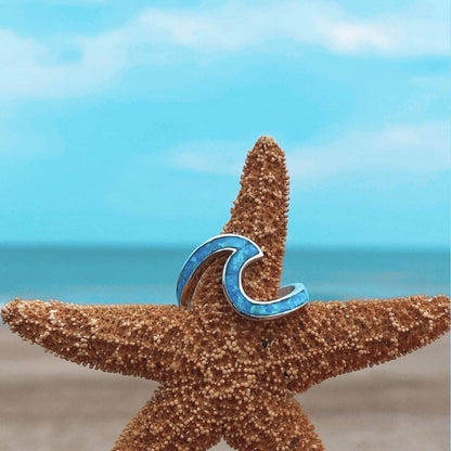 Sea Wave Ring In Opal And Silver | Sustainable Ocean-Inspired Jewelry