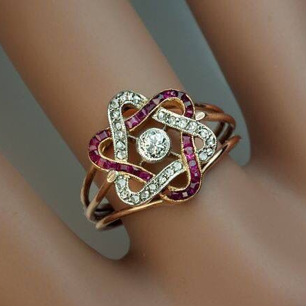 Garnet & White Crystal Ring