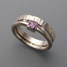 Purple Cubic Zirconia Silver Ring
